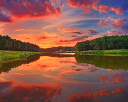 Cloudy Sunset And Trees paint by numbers