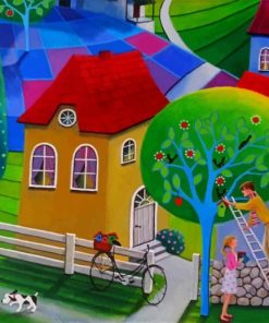 Couple And Colorful Buildings paint by numbers