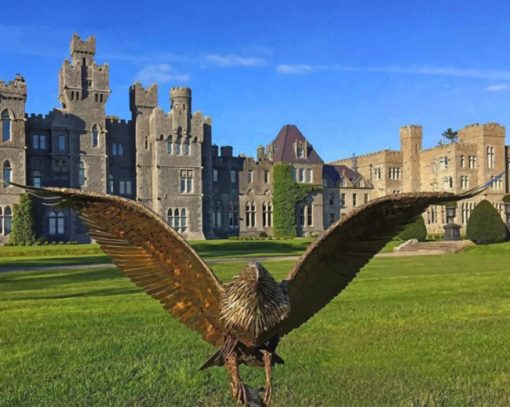 Ashford Castle And Bird Sculpture paint by numbers