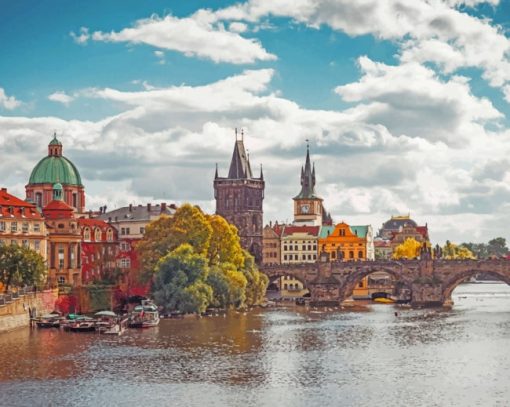 Charles Bridge In Sunny Prague paint by numbers