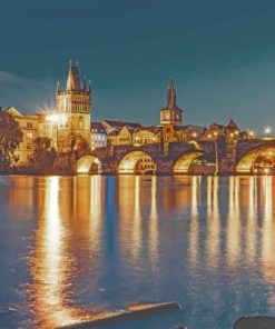 Charles Bridge At Night paint by numbers