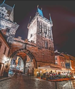 Charles Bridge Towers At Night paint by numbers