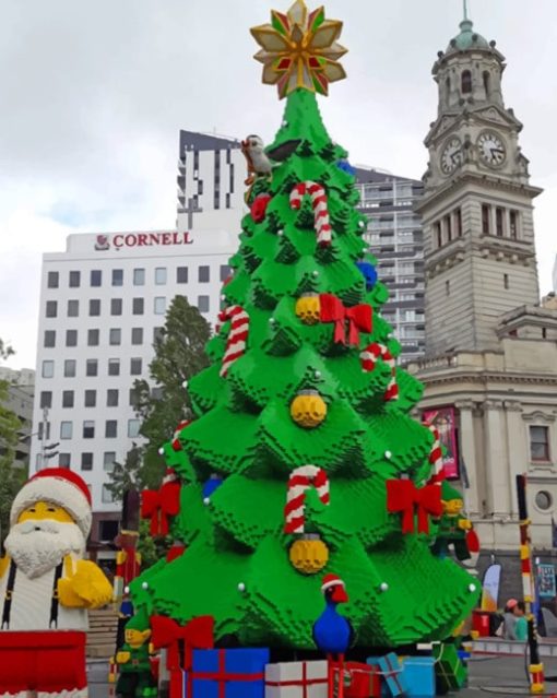 Lego Christmas Tree In The City paint by numbers