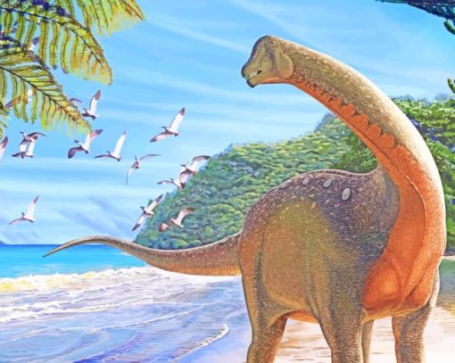 Dinosaur In The Beach paint by numbers