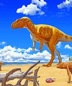 Dinosaurs In The Beach paint by numbers