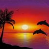 Dolphins Jumping Silhouette paint by numbers