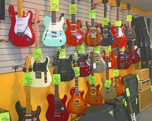 Electric Guitars On The Wall paint by numbers