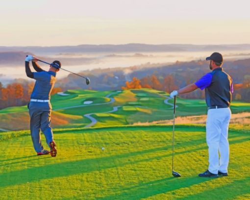 Golf Players Practicing paint by numbers