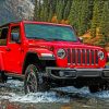 Red Jeep Crossing The River paint by numbers