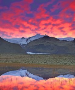 Mountains And Clouds Reflection paint by numbers