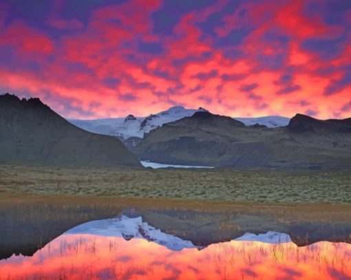 Mountains And Clouds Reflection paint by numbers