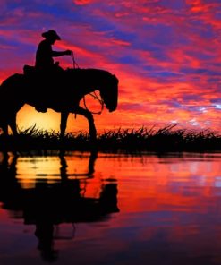 Man Riding A Horse By The Water paint by numbers