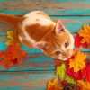 Orange Cat And Fall Leaves paint by numbers