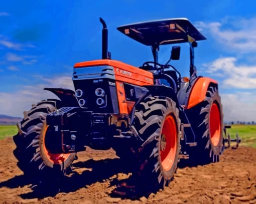 Red Kubota Tractor paint by numbers