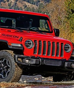 Red Jeep Closeup paint by numbers