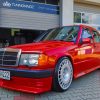 Red Mercedes 190E Parked paint by numbers