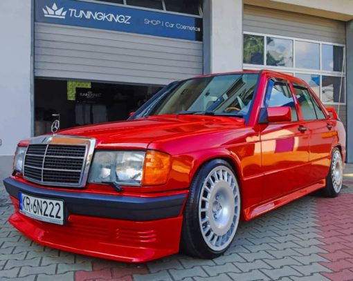 Red Mercedes 190E Parked paint by numbers