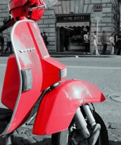 Red Vespa Scooter paint by numbers