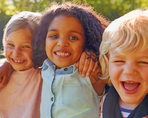 Children Hugging And Smiling paint by numbers