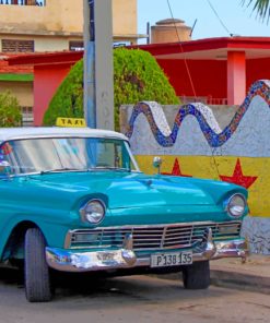 Blue Taxi In Havana Cuba paint by numbers