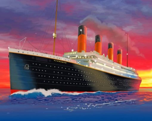 Titanic Ship At Sunset paint by numbers