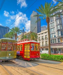 Two Trams In New Orleans paint by numbers