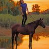 Woman Standing On A Horse paint by numbers