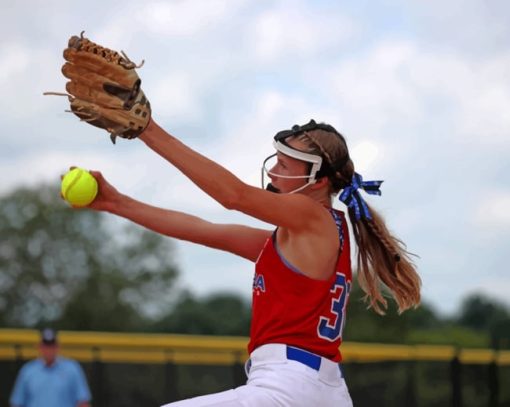 Young Softball Player paint by numbers