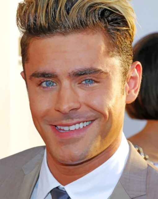 Zac Efron Smiling Portrait paint by numbers