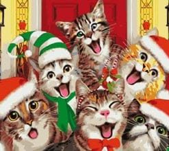 Six Christmas Cats Paint by numbers