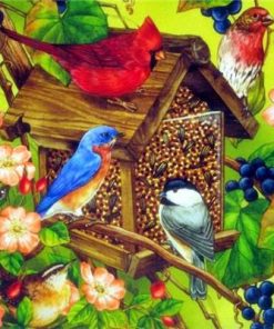 Cardinal Birds House paint by numbers