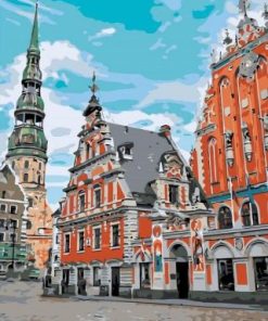 House of the Blackheads in Riga paint by numbers