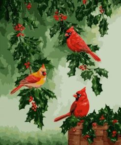 Red Cardinals Bird paint by numbers