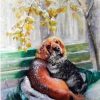Cat and Dog in Winter paint by numbers