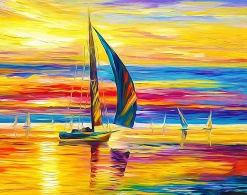 Colorful Sailing Boat paint by numbers