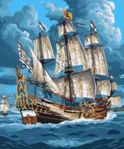 Ship In The Sea paint by numbers