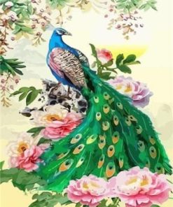 Beautiful Green Peacock paint by numbers