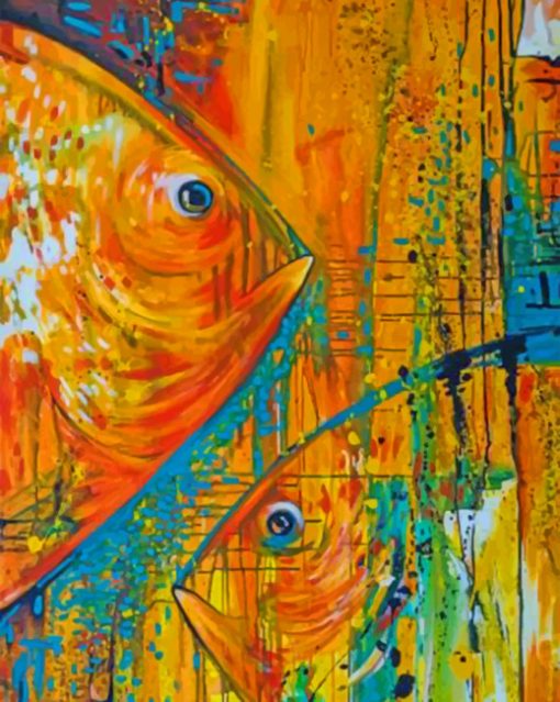 Abstract Fishes paint by numbers