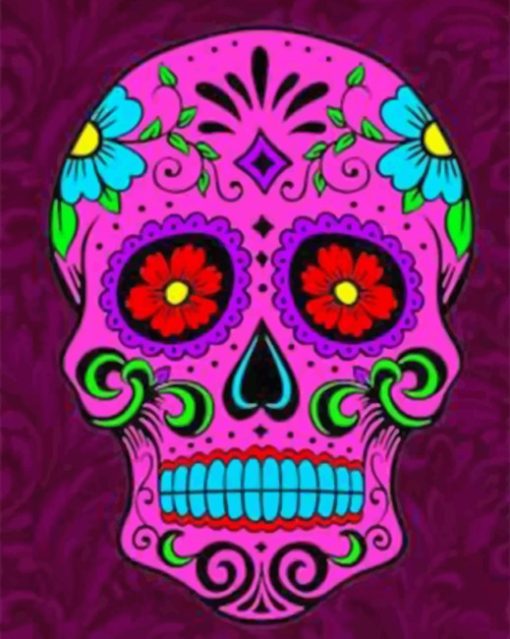 Aesthetic Folk Art Skull paint by numbers