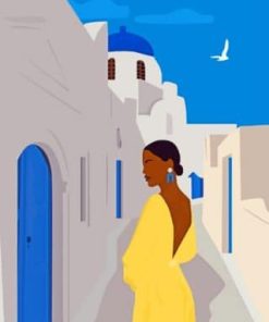 Black Woman In SantoriniBlack Woman In Santorini paint by numbers