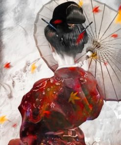 Chinese Woman Holding Umbrella Paint by numbers