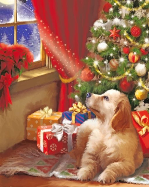 Christmas Dog Paint by numbers