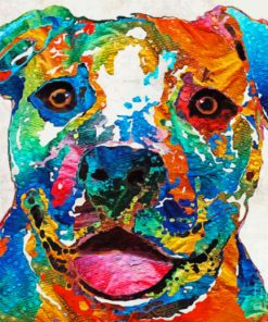 Colorful Staffy Dog Paint by numbers