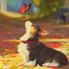 Corgi And Butterfly Paint by numbers