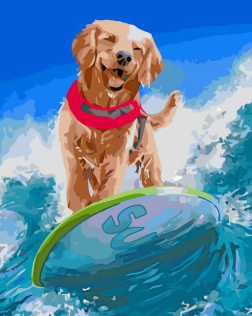 Dog Surfing Paint by numbers