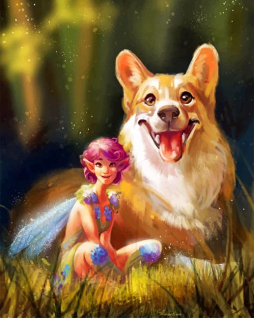 Fairy And Corgi Paint by numbers