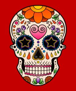 White Folk Art Skull Paint by numbers