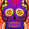 Purple Folk Art Skull paint by numbers