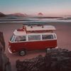 Red Campervan In The Beach paint by numbers