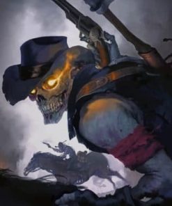 Skeletal Cowboy paint by numbers